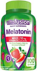 Vitafusion Max Strength Melatonin Gummy Supplements, Strawberry Flavored, 10 mg Melatonin Snooze Nutritional supplements, America’s Selection 1 Gummy Vitamin Brand name, 50 Day Provide, 100 Count